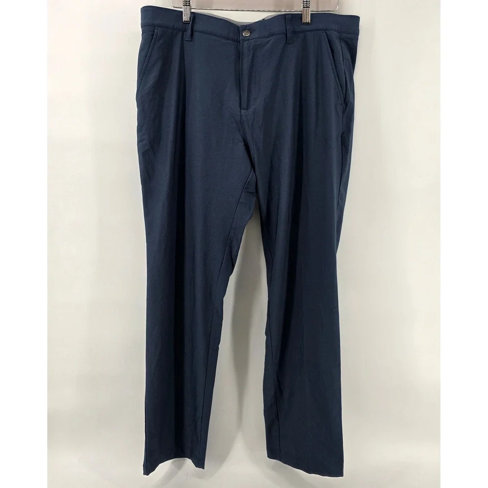 Adidas Golf Pants Mens 38x32 Navy Blue Flat Front Performance Stretch